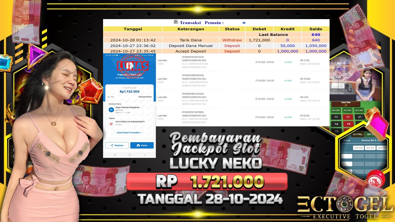 BUKTI JACKPOT SLOT LUCKY NEKO TERPERCAYA DI INDONESIA TGL 28-10-2024