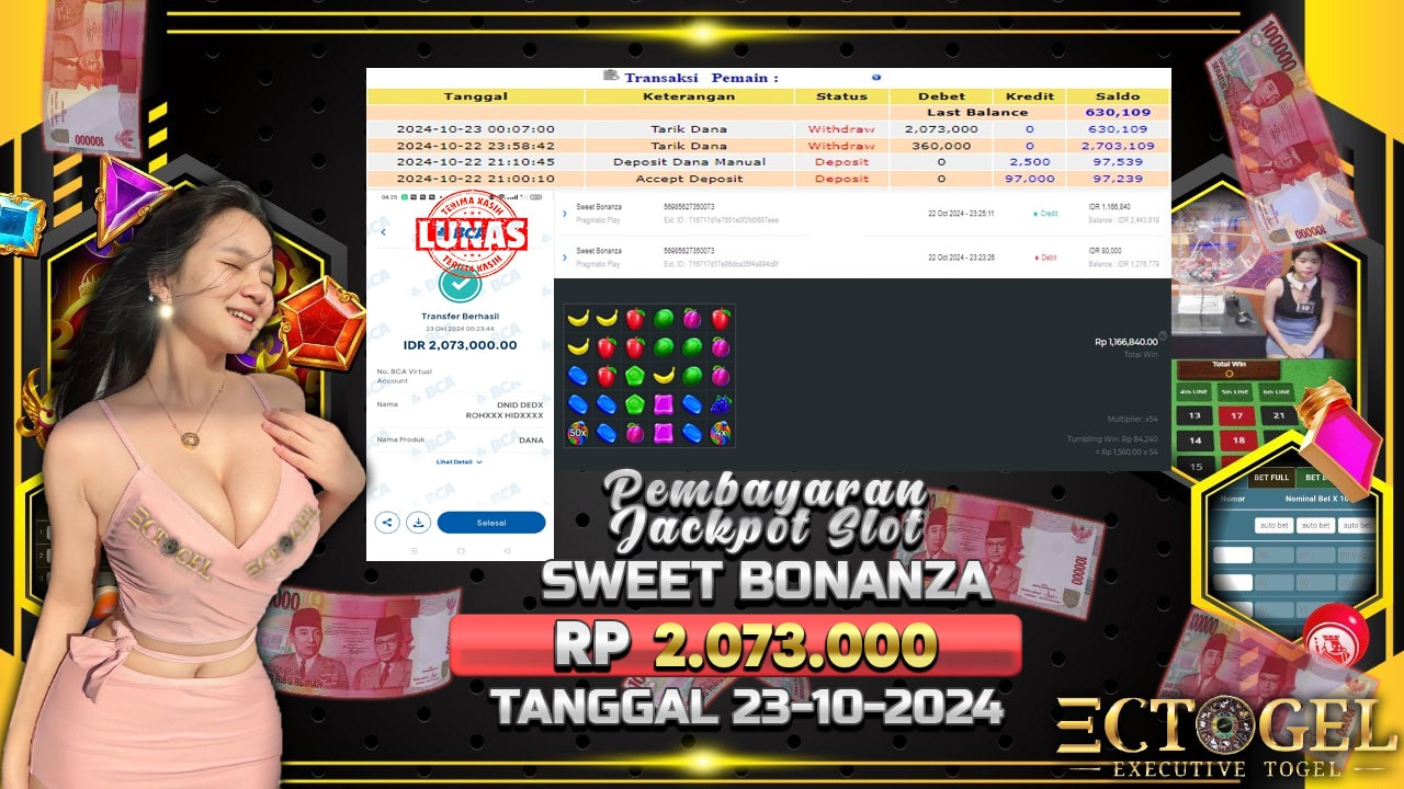 BUKTI JACKPOT SLOT SWEET BONANZA TERPERCAYA DI INDONESIA TGL 23-10-2024