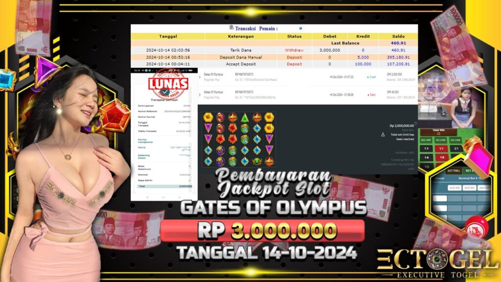 BUKTI JACKPOT SLOT GATES OF OLYMPUS TERPERCAYA DI INDONESIA TGL 14-10-2024