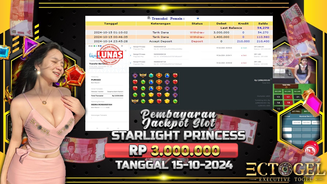 BUKTI JACKPOT SLOT STARLIGHT PRINCESS TERPERCAYA DI INDONESIA TGL 15-10-2024