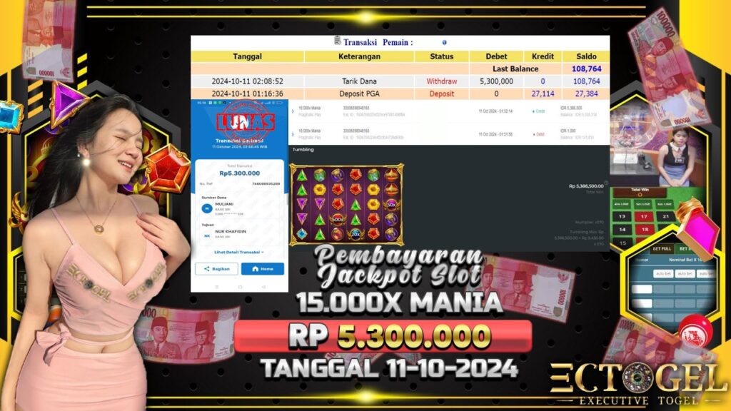 BUKTI JACKPOT SLOT 15.000X MANIA TERPERCAYA DI INDONESIA TGL 11-10-2024