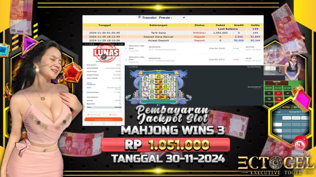 BUKTI JACKPOT SLOT MAHJONG WINS 3 TERPERCAYA DI INDONESIA TGL 30-11-2024