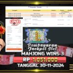 BUKTI JACKPOT SLOT MAHJONG WINS 3 TERPERCAYA DI INDONESIA TGL 30-11-2024