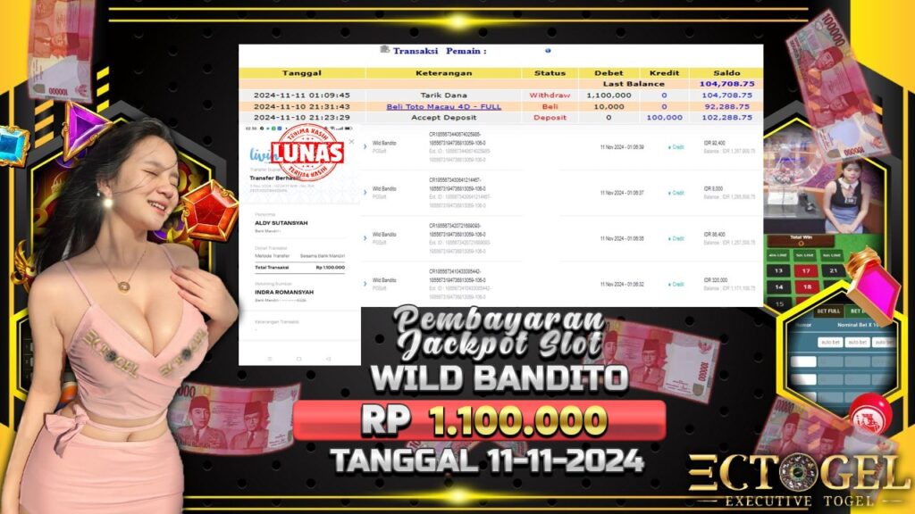 BUKTI JACKPOT SLOT WILD BANDITO TERPERCAYA DI INDONESIA TGL 11-11-2024