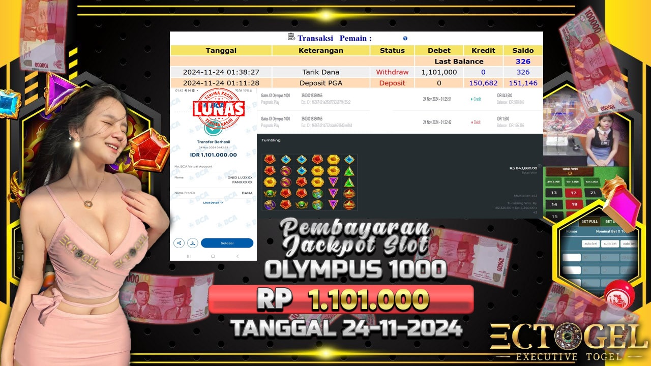 BUKTI JACKPOT SLOT GATES OF OLYMPUS 1000 TERPERCAYA DI INDONESIA TGL 24-11-2024