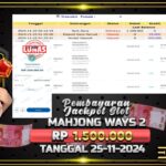 BUKTI JACKPOT SLOT MAHJONG WAYS 2 TERPERCAYA DI INDONESIA TGL 25-11-2024