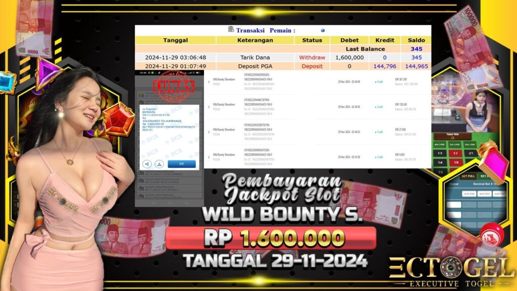 BUKTI JACKPOT SLOT WILD BOUNTY SHOWDOWN TERPERCAYA DI INDONESIA TGL 29-11-2024