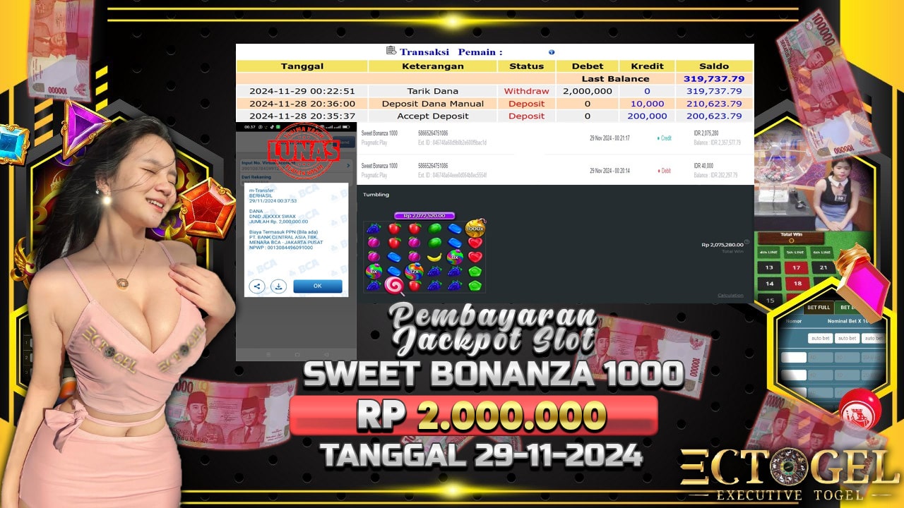 BUKTI JACKPOT SLOT SWEET BONANZA 1000 TERPERCAYA DI INDONESIA TGL 29-11-2024