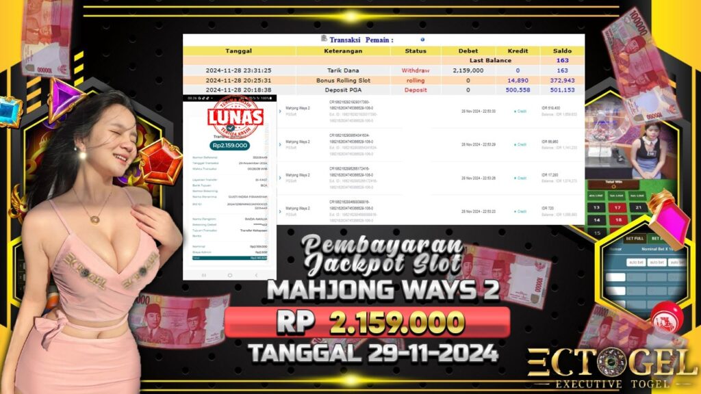 BUKTI JACKPOT SLOT MAHJONG WAYS 2 TERPERCAYA DI INDONESIA TGL 29-11-2024