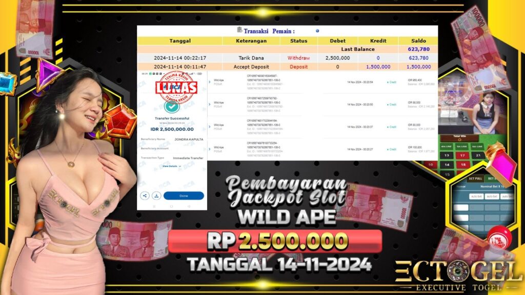 BUKTI JACKPOT SLOT WILD APE TERPERCAYA DI INDONESIA TGL 14-11-2024