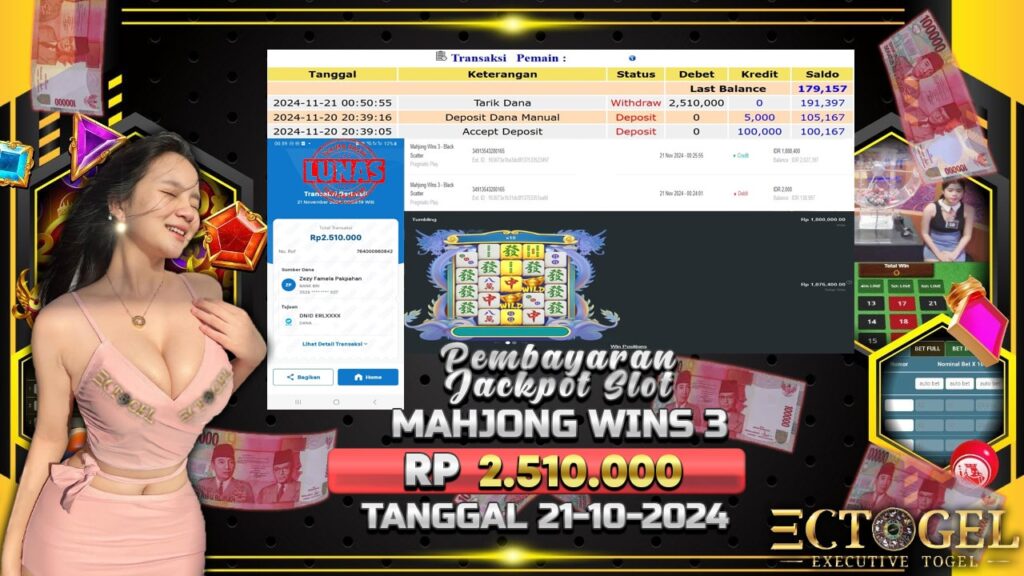 BUKTI JACKPOT SLOT MAHJONG WINS 3 TERPERCAYA DI INDONESIA TGL 21-11-2024