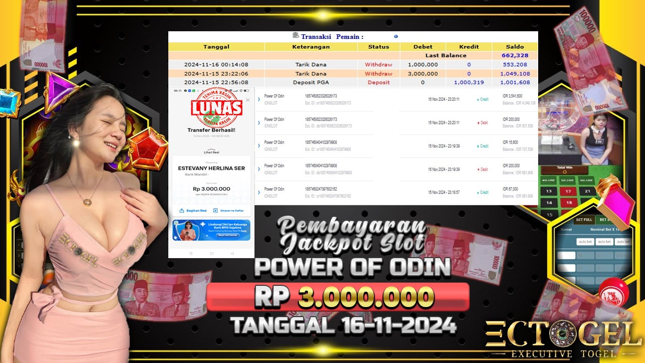 BUKTI JACKPOT SLOT POWER OF ODIN TERPERCAYA DI INDONESIA TGL 16-11-2024