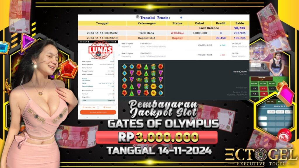 BUKTI JACKPOT SLOT GATES OF OLYMPUS TERPERCAYA DI INDONESIA TGL 14-11-2024