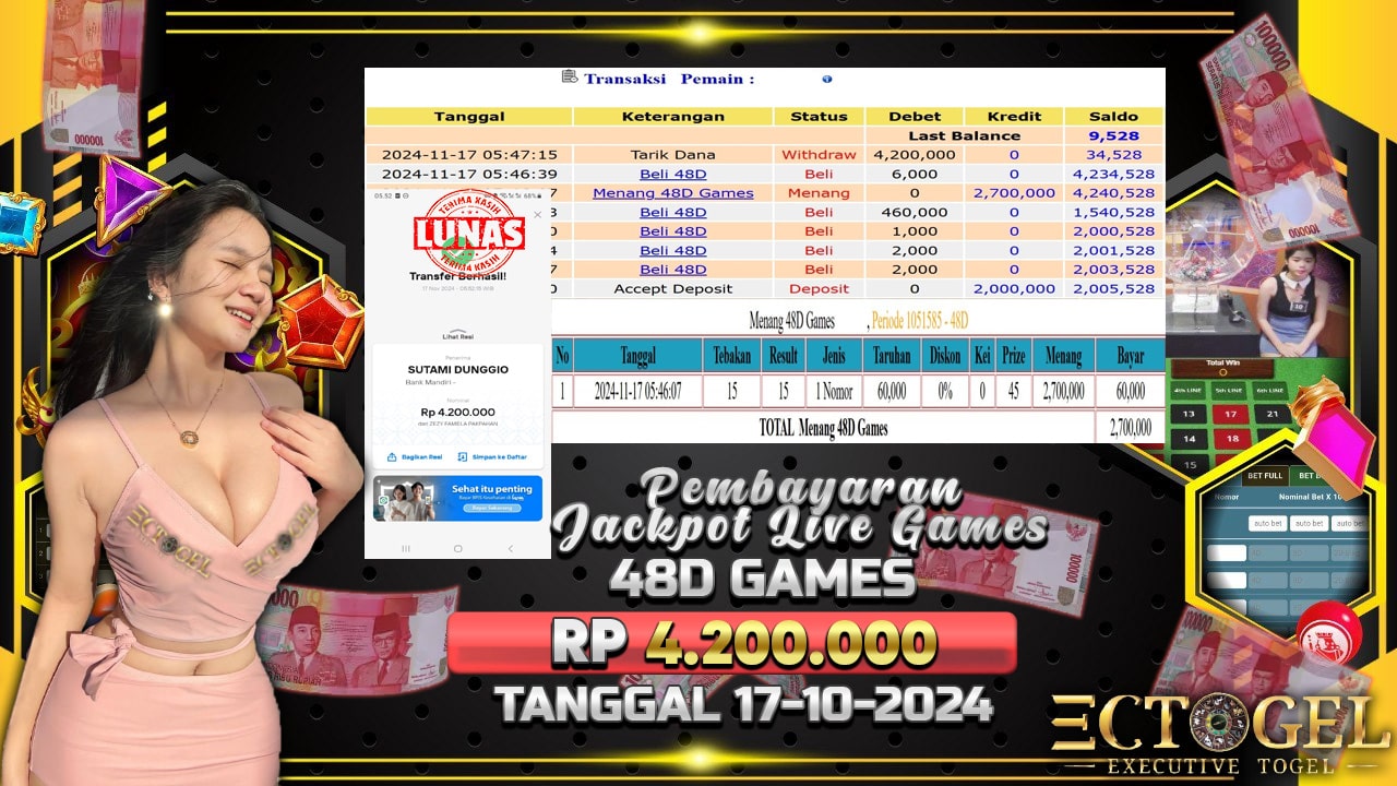 BUKTI JACKPOT 48D GAMES TERPERCAYA DI INDONESIA TGL 17-11-2024