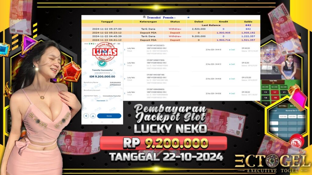 BUKTI JACKPOT SLOT LUCKY NEKO TERPERCAYA DI INDONESIA TGL 22-11-2024