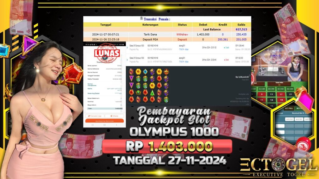 BUKTI JACKPOT SLOT GATES OF OLYMPUS 1000 TERPERCAYA DI INDONESIA TGL 27-11-2024