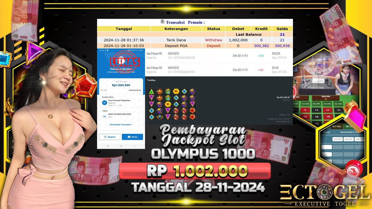 BUKTI JACKPOT SLOT GATES OF OLYMPUS 1000 TERPERCAYA DI INDONESIA TGL 28-11-2024